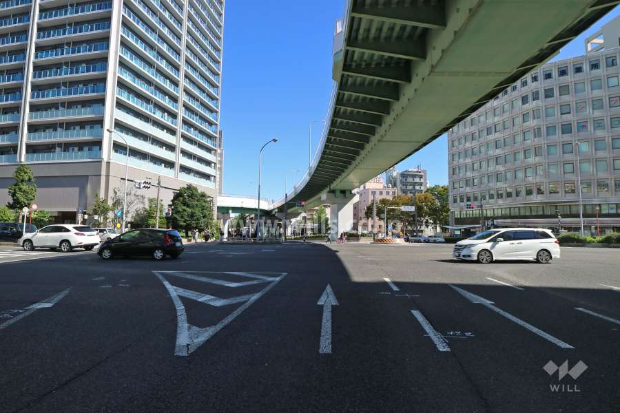 敷地南西側の前面道路（北西側から）