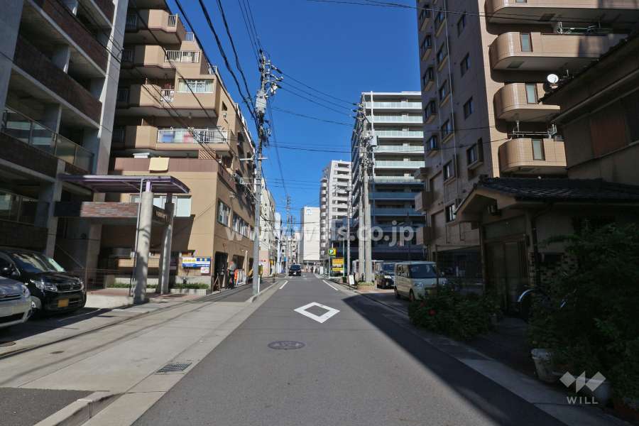 敷地北西側の前面道路（南西側から）