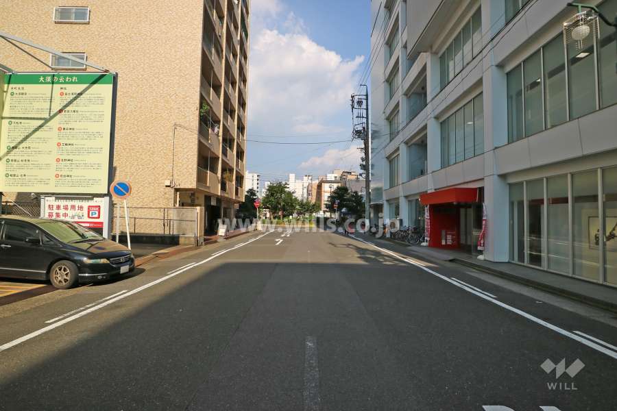 敷地の南側前面道路（西側から）