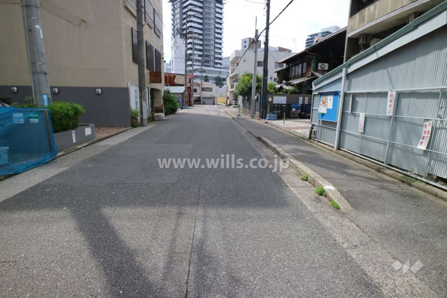 敷地南西側の前面道路（南東側から）