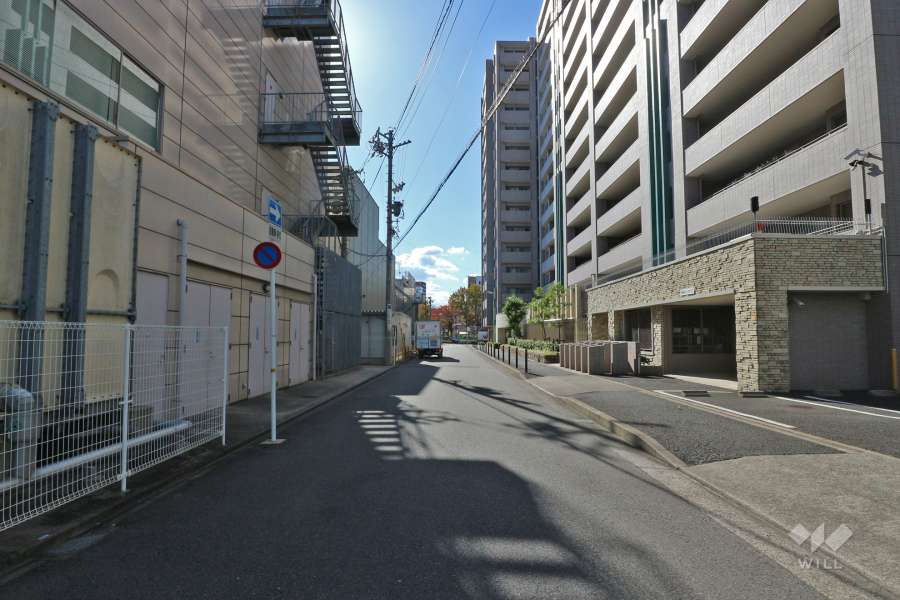 敷地東側の前面道路（北側から）