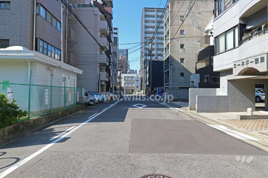 敷地南西側の前面道路（南東側から）