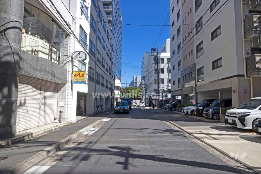 敷地南側の前面道路（西側から）