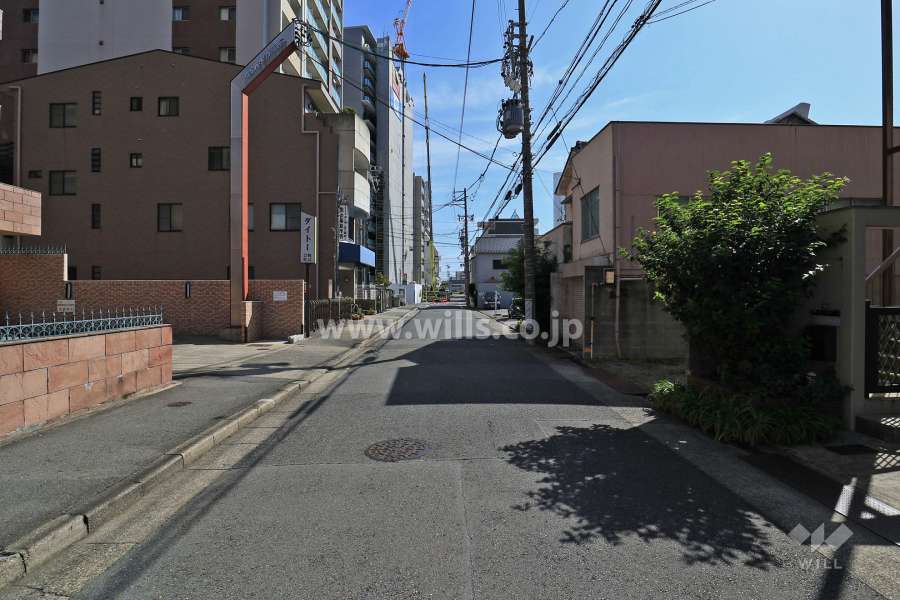 敷地南側の前面道路（西側から）
