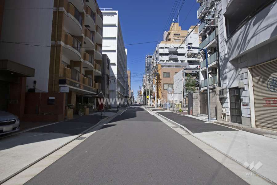 敷地東側の前面道路（南側から）