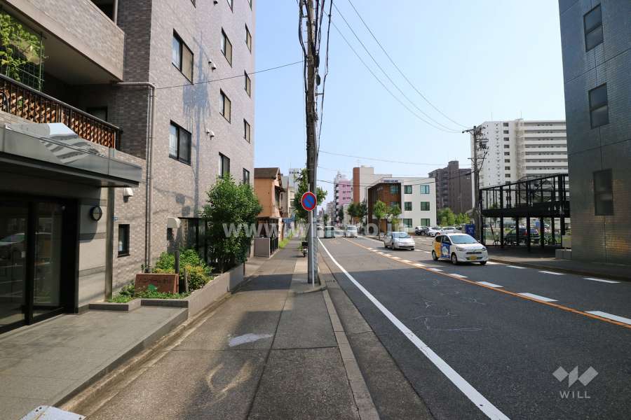 敷地東側の前面道路（北側から）