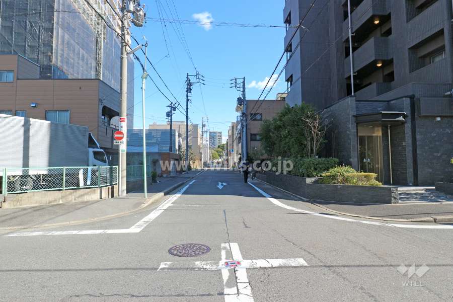 敷地北側の前面道路（西側から）