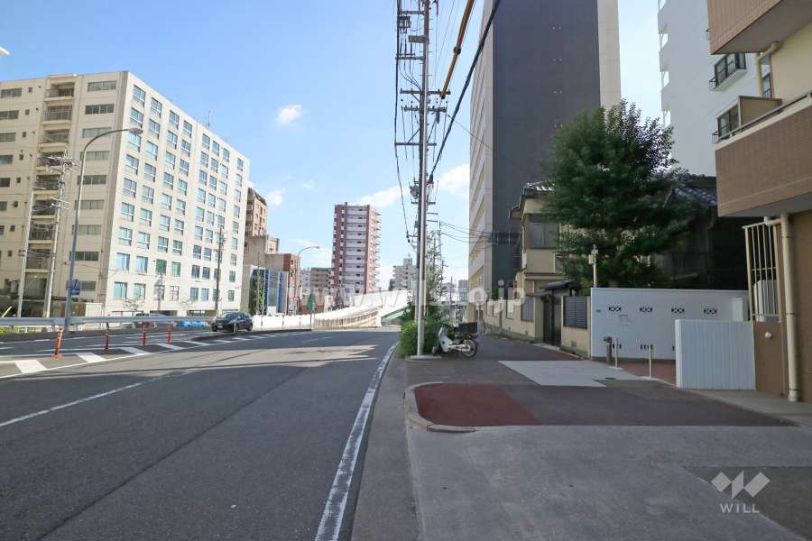 敷地東側の前面道路（北側から）