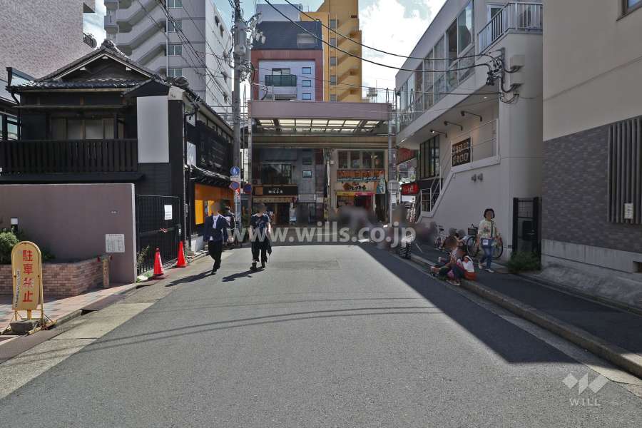 敷地西側の前面道路（北側から）