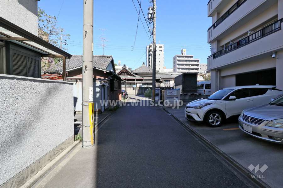 敷地北西側の前面道路（南西側から）