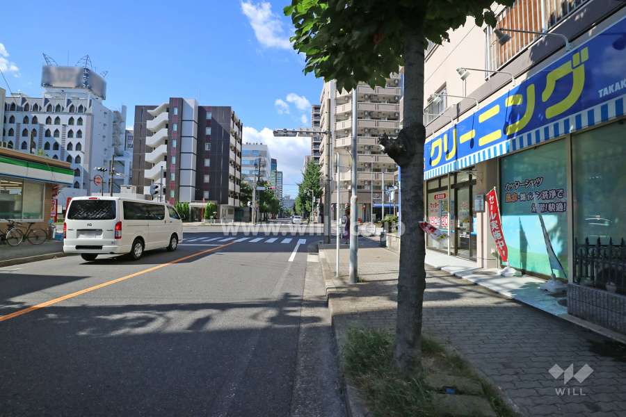 敷地東側の前面道路（南側から）