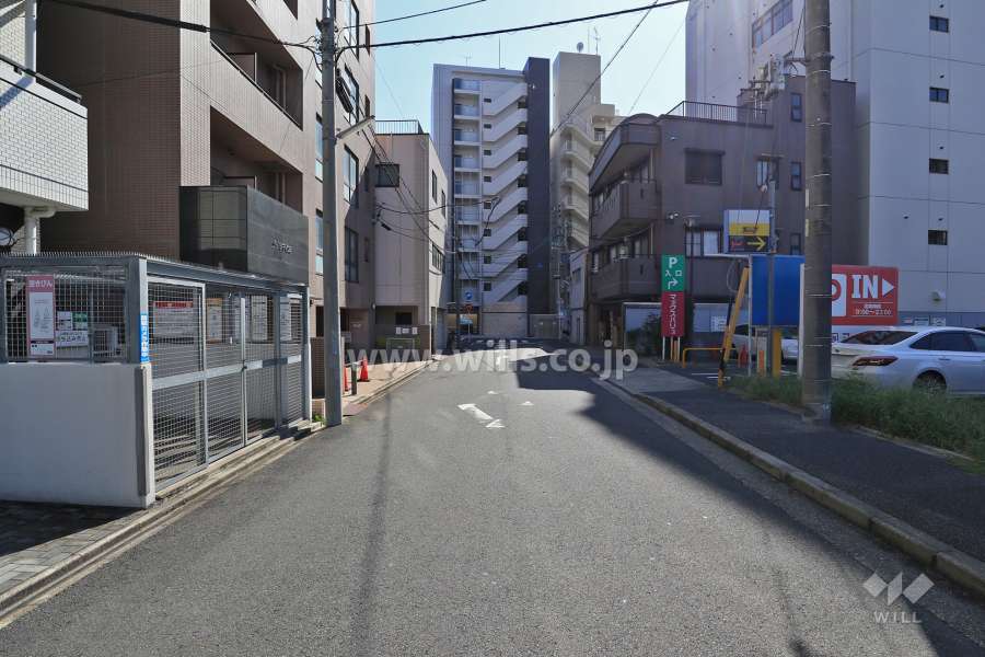 敷地西側の前面道路（北側から）