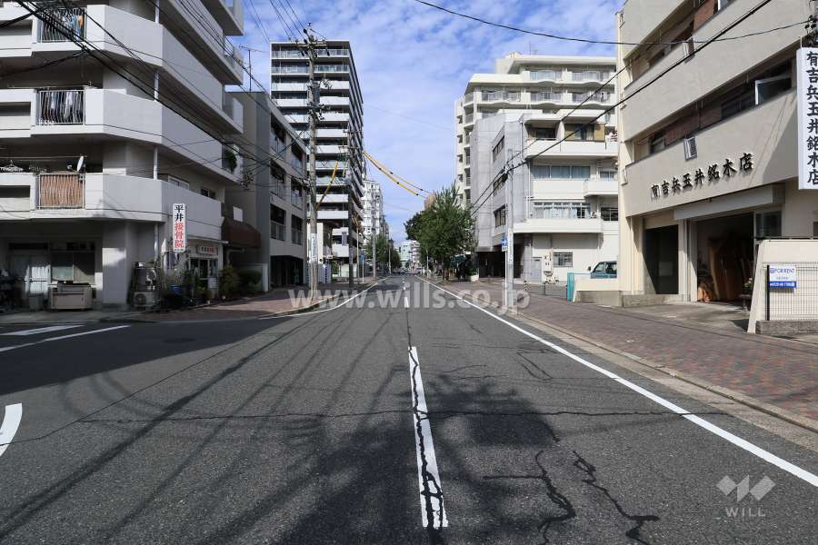 敷地東側の前面道路（南側から）
