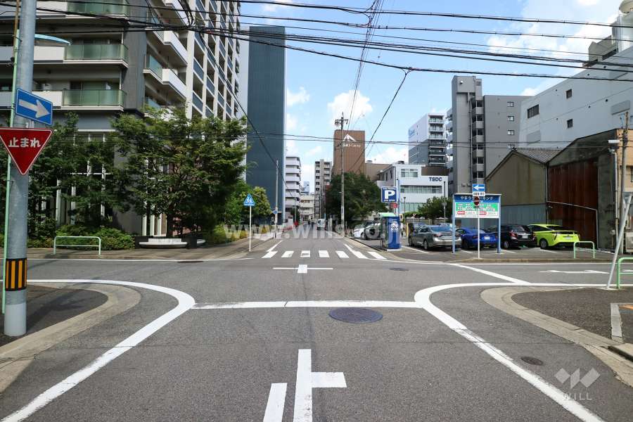 敷地の南側前面道路（西側から）