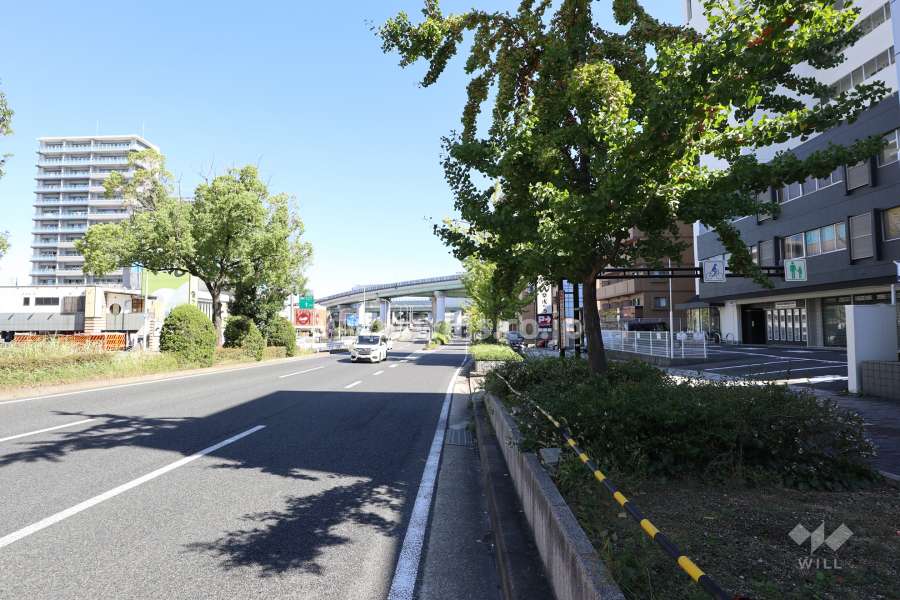 敷地北東側の前面道路（北西側から）