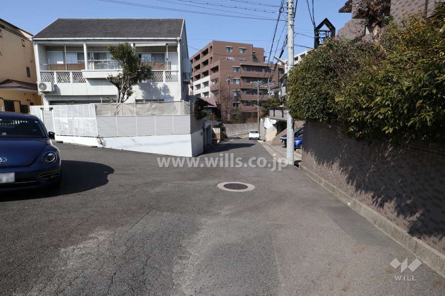 敷地南西側の前面道路(南東側から)