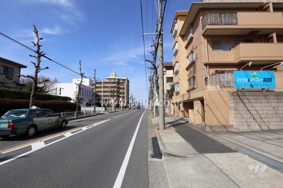物件の南西側前面道路（南東側から）