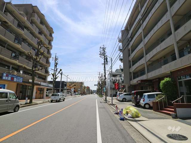 敷地の北東側前面道路（北西側から）