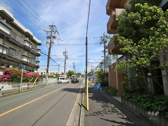 敷地の北側前面道路（西側から）