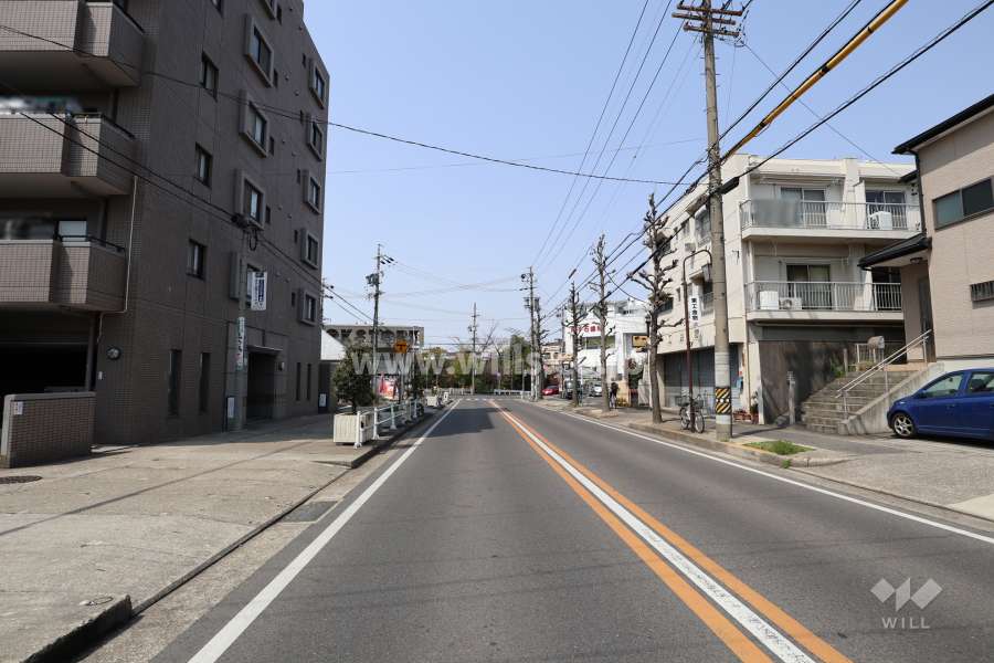 敷地北東側の前面道路（南東側から）
