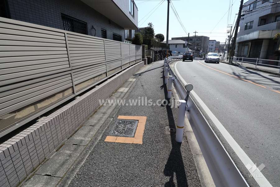 敷地西側の前面道路(北側から)