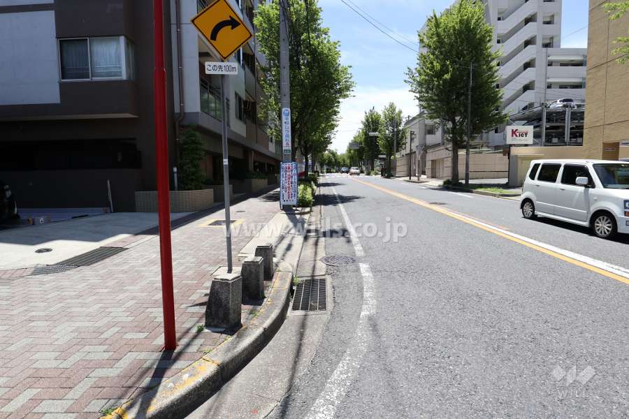 敷地南西側の前面道路（北西側から）
