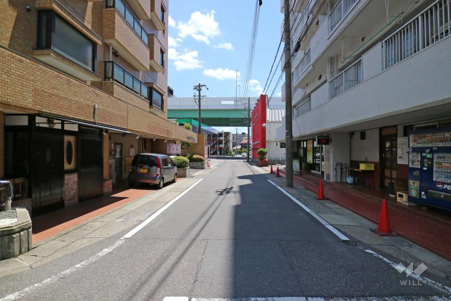 敷地東側の前面道路（北側から）