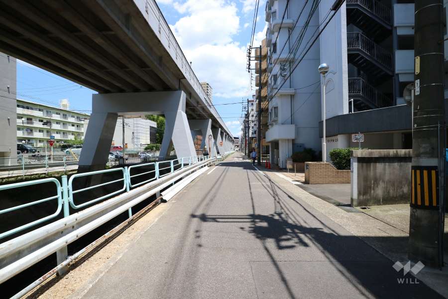 敷地北側の前面道路（西側から）