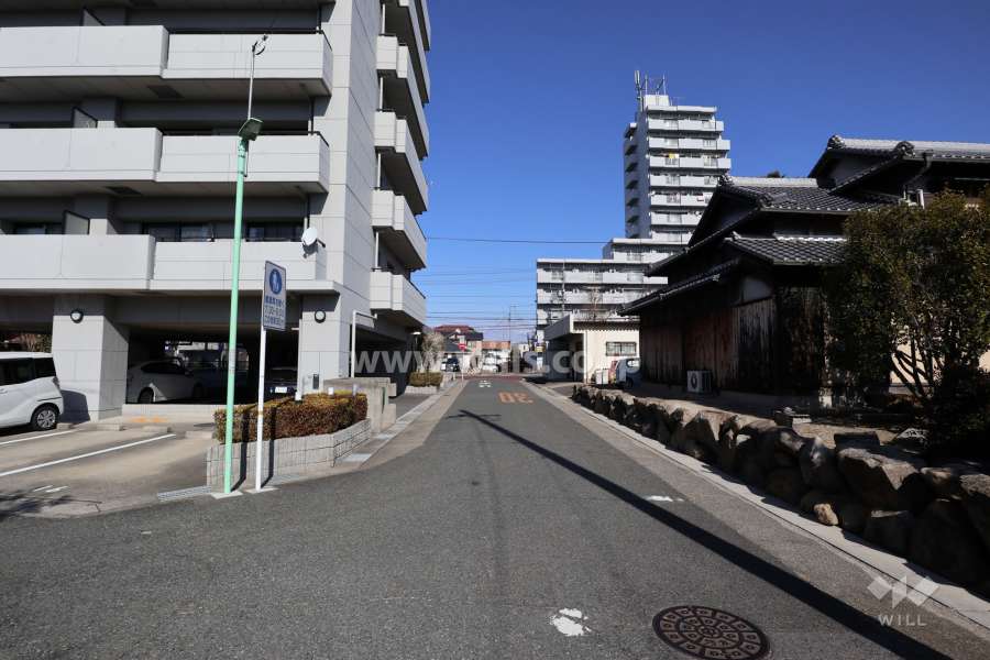 敷地東側の前面道路（南側から）
