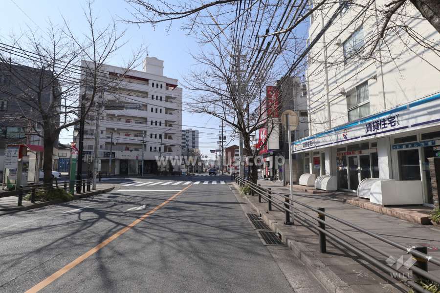 物件の南東側前面道路（北東側から）