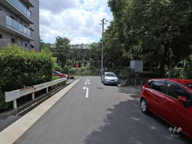敷地の北西側前面道路（北東側から）