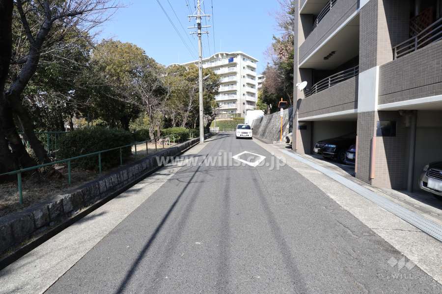 敷地南西側の前面道路(南東側から)