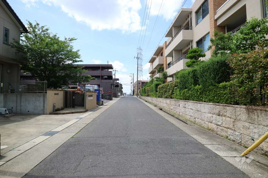 敷地西側の前面道路（北側から）