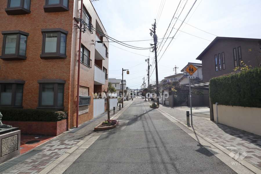 物件の西側前面道路（北側から）