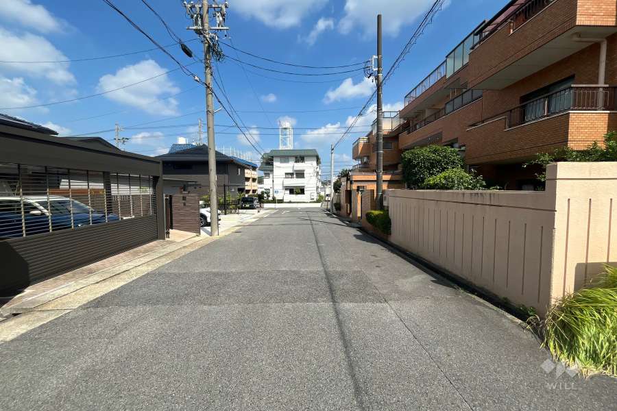 敷地北側の前面道路(西側から)