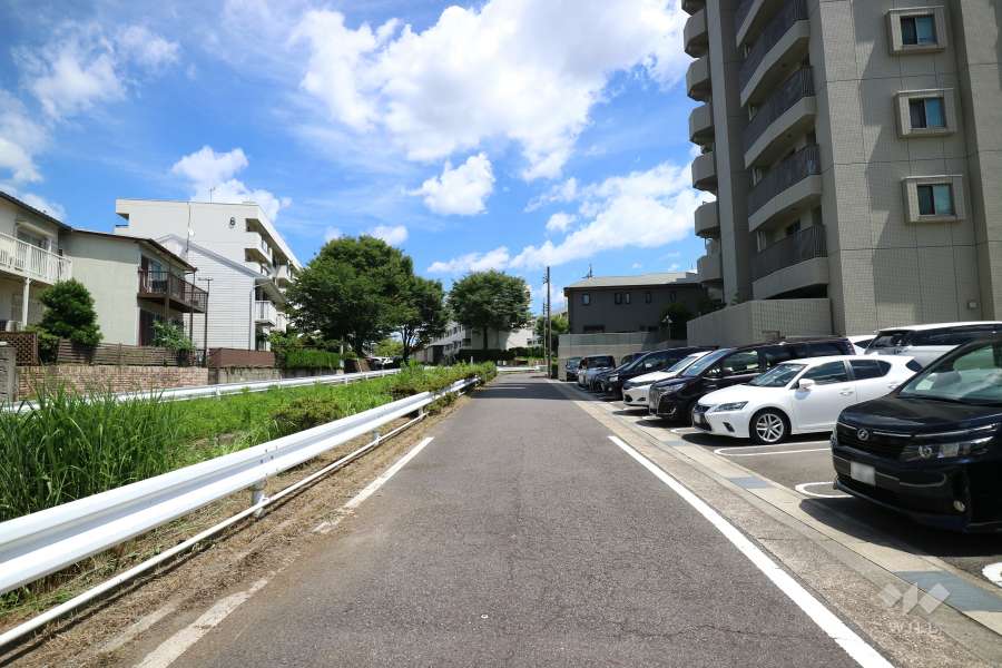 敷地の北東側前面道路（北西側から）