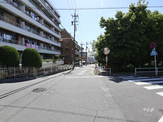 敷地の南側前面道路(西側から)