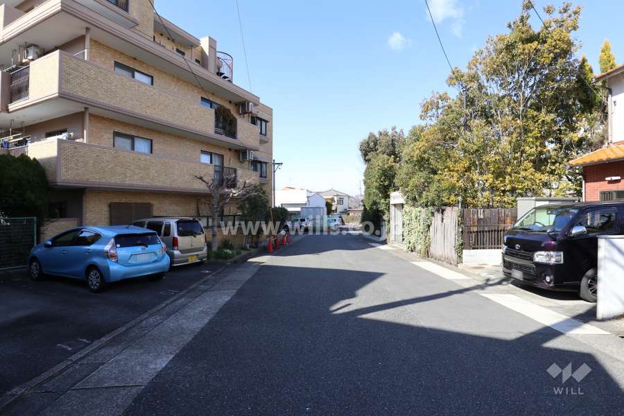 敷地北東側の前面道路（南東側から）