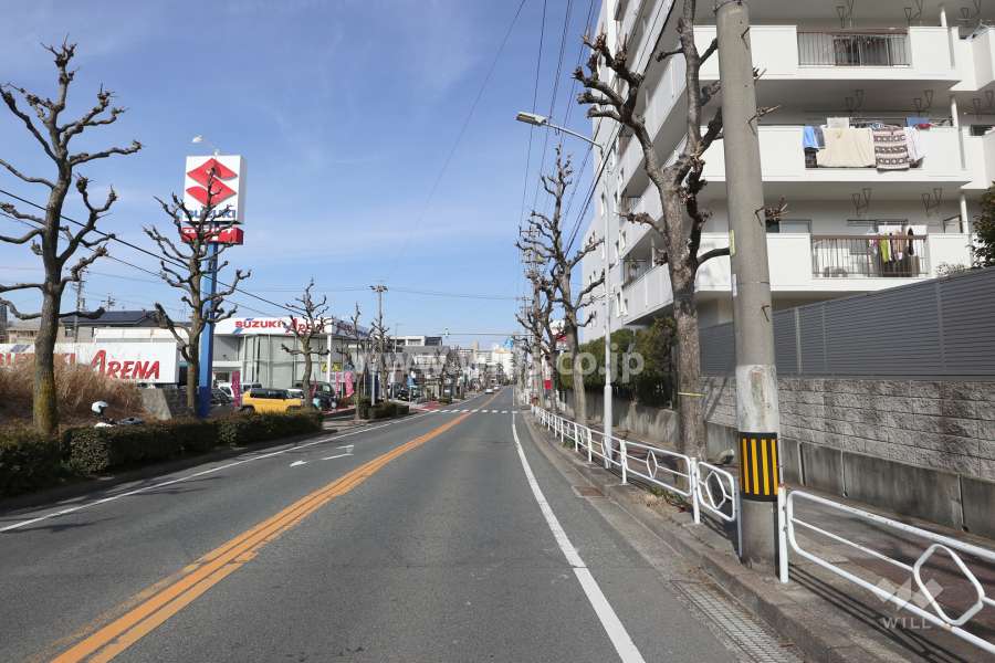 物件の西側前面道路（南側から）