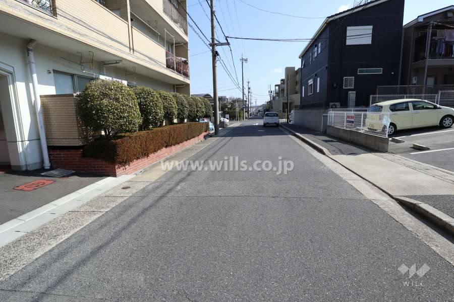 敷地南側の前面道路(西側から)