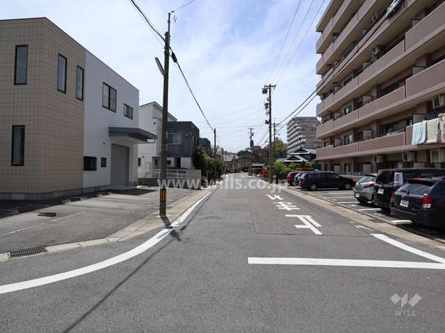 敷地の南側前面道路(東側から撮影)