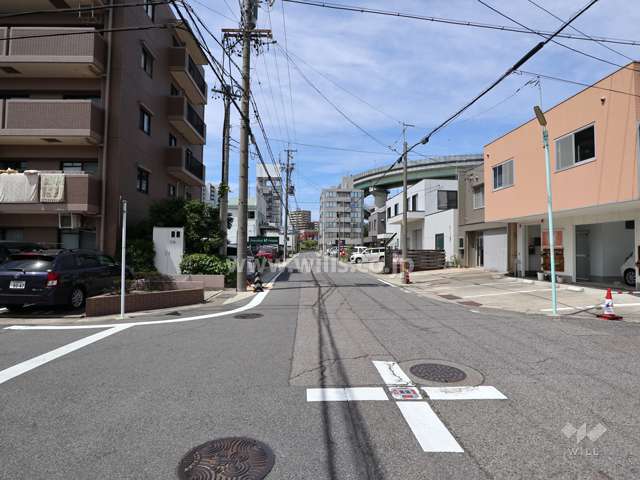 敷地の東側前面道路(南側から撮影)