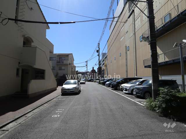 敷地の西側前面道路（北側から）