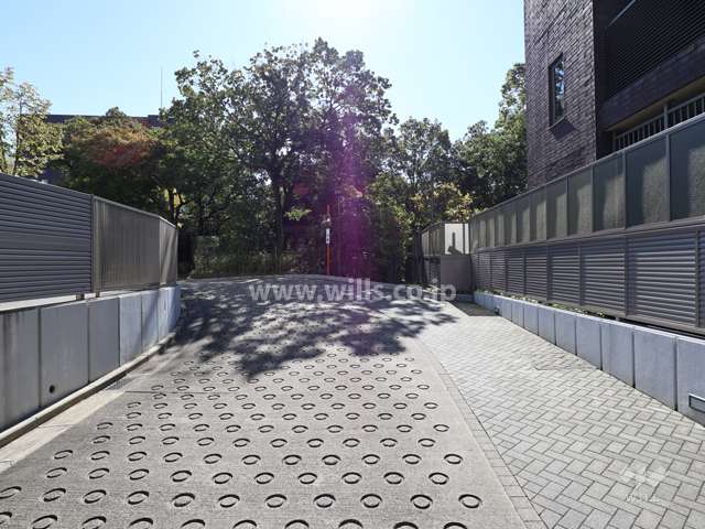 月見ケ丘マンションD棟の西側車道（北側から）