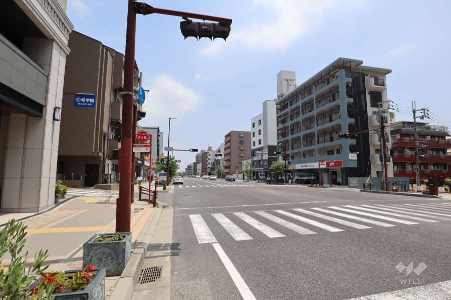 敷地南側の前面道路（西側から）