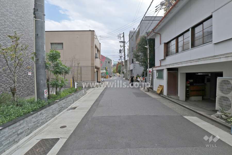 敷地西側の前面道路（北側から）