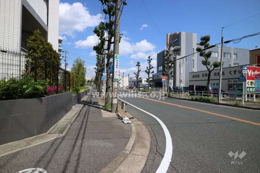 敷地南側の前面道路（西側から）