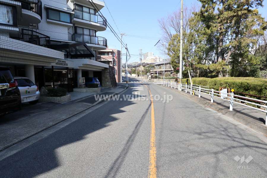 敷地北東側の前面道路(南東側から)