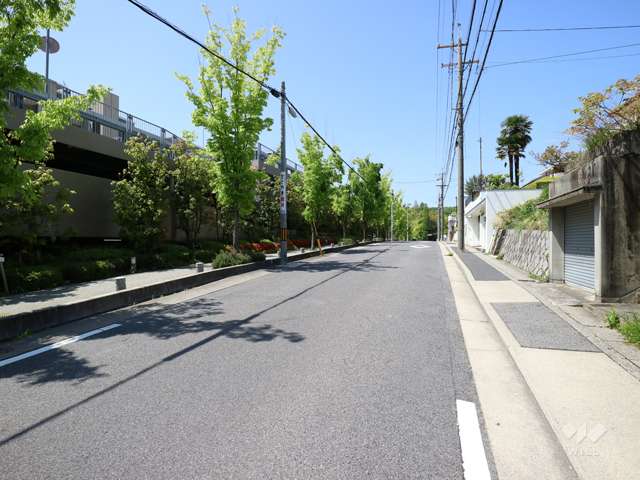 ヴィラス星ヶ丘の森の北側前面道路(東側から撮影)