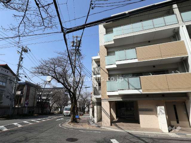 バンベール藤ヶ丘アベニューの外観（南側から）と正面道路